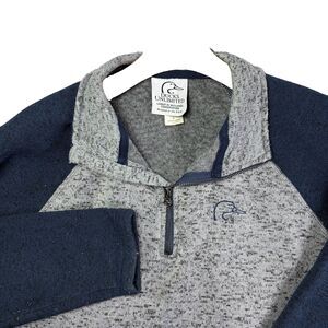 Ducks Unlimited 1/4 Zip Sweater Mens Medium Gray Blue Activewear Hiking